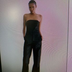 Zara long black cargo jumpsuit